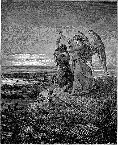 "Jacob Wrestles with the Angel" by Gustave Doré (Public Domain via Wikimedia Commons)