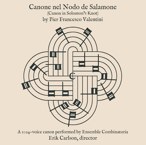 Erik Carlson and Ensemble Combinatoria – 'Canone nel Nodo de Salamone' by Pier Francesco Valentini album cover