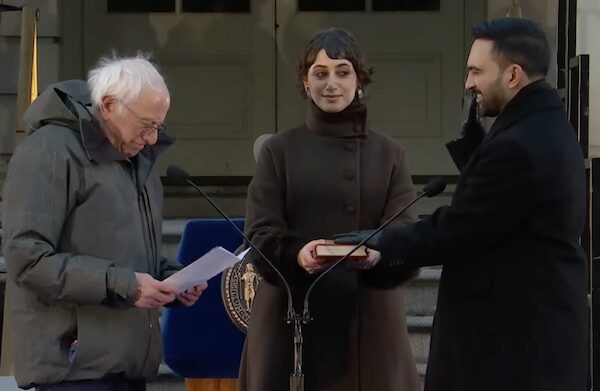 Mayor Zohran Mamdani being sworn in, Jan. 1 2026