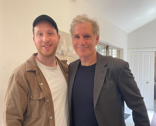 Funny in Failure host Matt Kahan with Australian composer and opera singer David Hobson