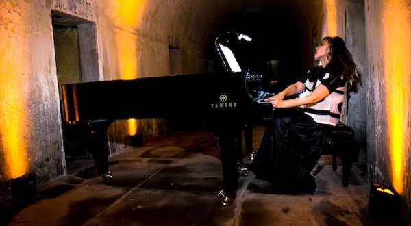 Min Kwon at the Green-Wood Cemetery Catacombs in 2021 (courtesy of Death of Classical)
