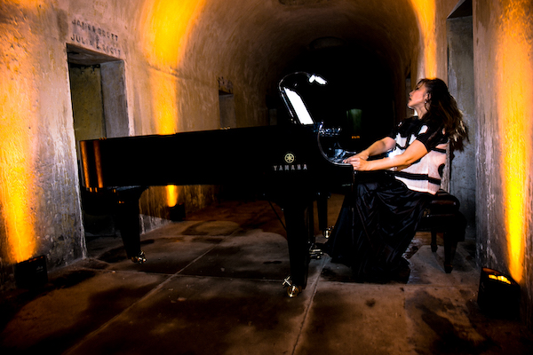 Min Kwon at the Green-Wood Cemetery Catacombs in 2021 (courtesy of Death of Classical)