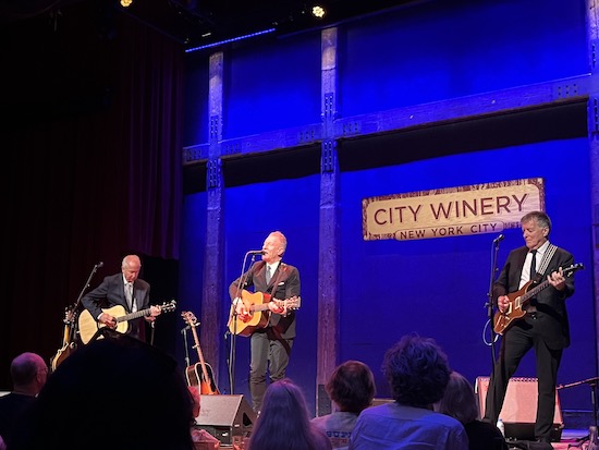 (L-R) Jeff White, Lyle Lovett, James Harrah at City Winery, NYC, 3 July 2026 (Oren Hope)