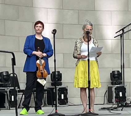 Aislinn Nosky (L) with WQXR's Annie Bergen (Oren Hope)
