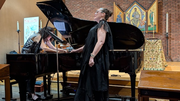 (L–R) Joan Forsyth, Sharon Harms at "Women's Work" concert, Village Trip Festival, 29 September 2026 (©Liz Thomson / The Village Trip)