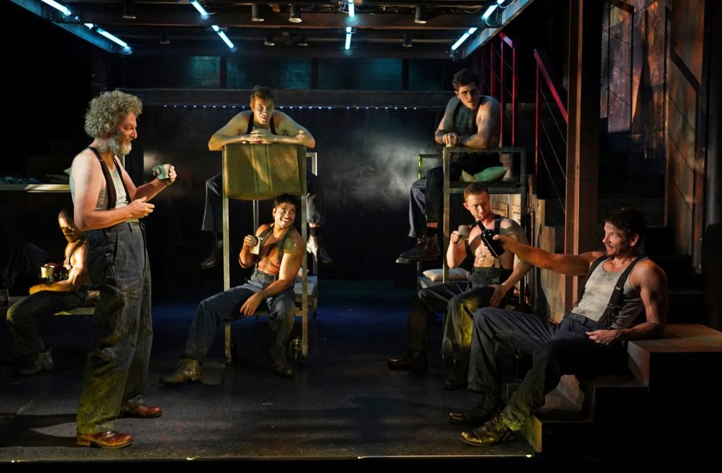 (L to R): John Keating, the ensemble, Jon Beavers in 'The Hairy Ape' (Carol Rosegg)